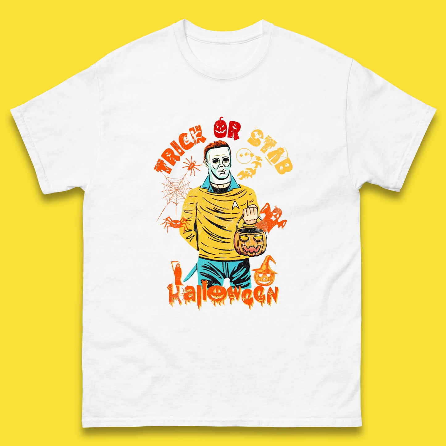 Trick Or Stab Halloween Michael Myers Stab Trek Trick Or Treat Mens Tee Top