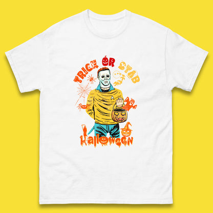 Trick Or Stab Halloween Michael Myers Stab Trek Trick Or Treat Mens Tee Top