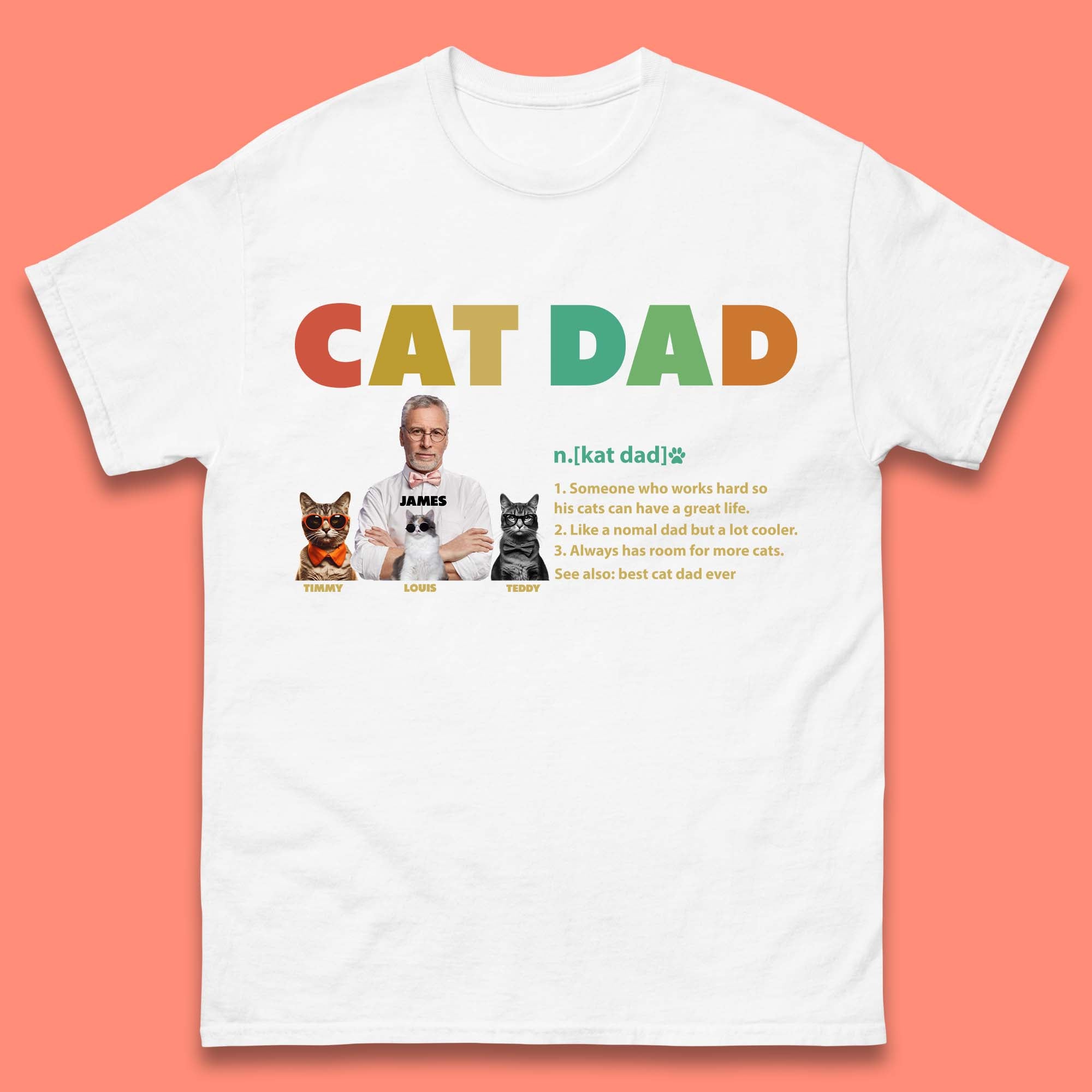 Personalised Cat Dad Mens T-Shirt