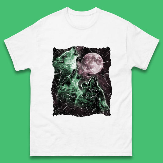 Three Wolf Howling At Moon Wild Free Wolves Three Wolf Dog Animal The Mountain Mens Tee Top