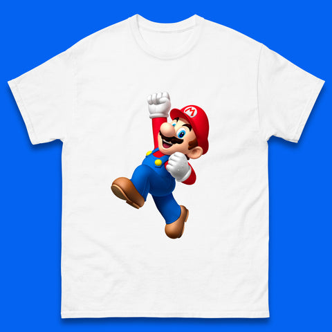 Super Mario Jumping In Happy Mood Funny Game Lovers Players Mario Bro Toad Retro Gaming Mens Tee Top