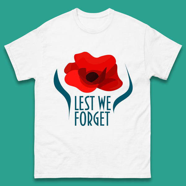 Lest We Forget Poppy Flower Remembrance Day British Armed Force Mens Tee Top