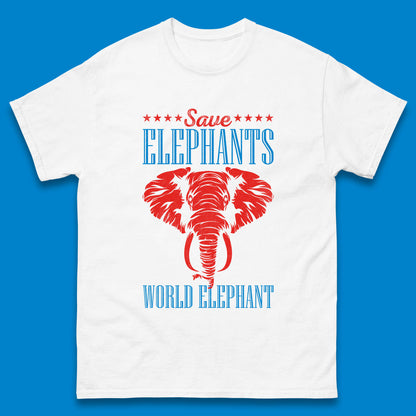 Save The Elephants World Elephant Day Zoo Animal Wildlife Mens Tee Top