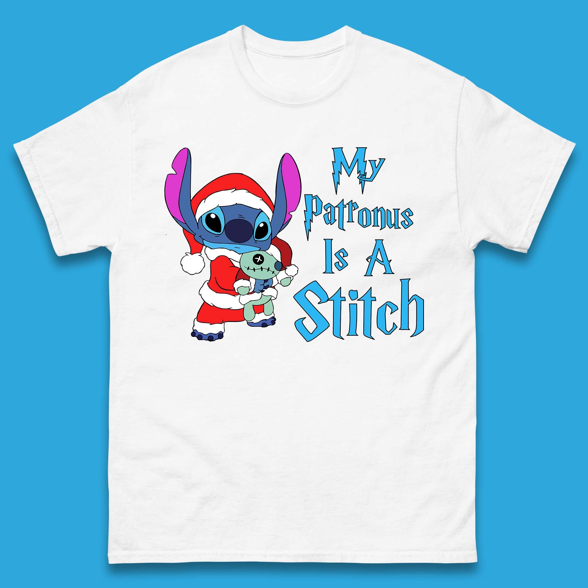 My Patronus Is A Stitch Disney Christmas Santa Stitch And Scrump Xmas Lilo And Stitch Mens Tee Top