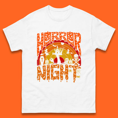 Halloween Horror Night Vintage Rainbow Flying witches Scary Boo Spooky Festive Night Mens Tee Top
