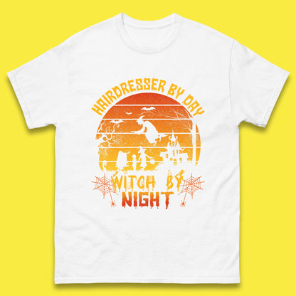 Hairdresser By Day Witch By Night Funny Halloween Hairstylist Spooky Witch Mens Tee Top