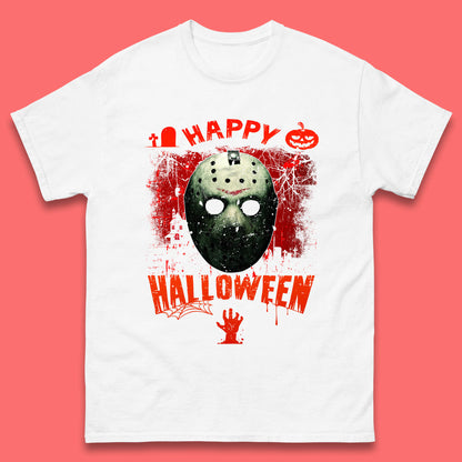 Happy Halloween Jason Voorhees Face Mask Halloween Friday The 13th Horror Movie Mens Tee Top
