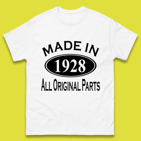 Made In 1928 All Original Parts Vintage Retro 95th Birthday Funny 95 Years Old Birthday Gift Mens Tee Top