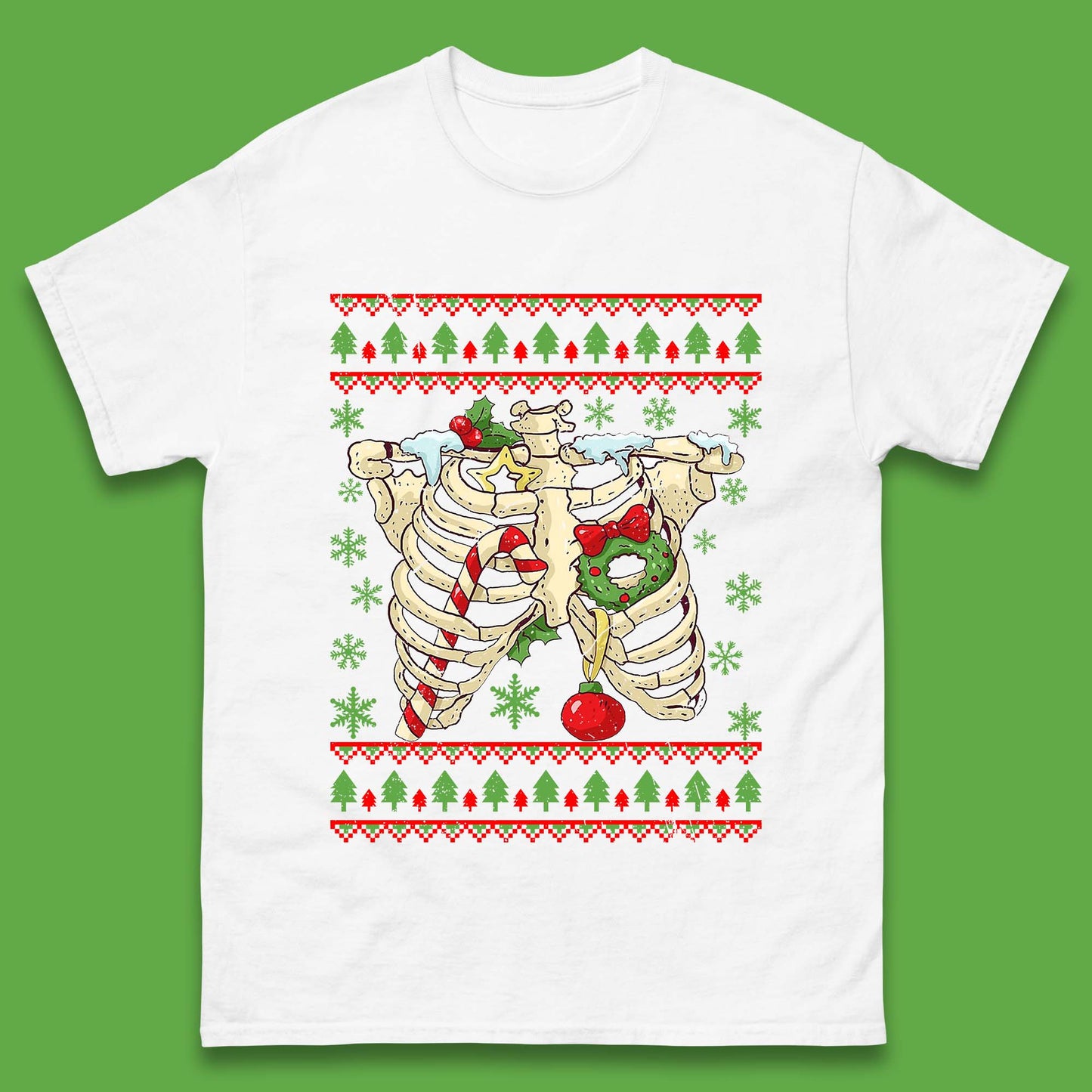Christmas Ribs Skeleton Mens T-Shirt