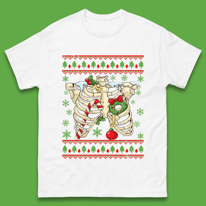 Christmas Ribs Skeleton Mens T-Shirt