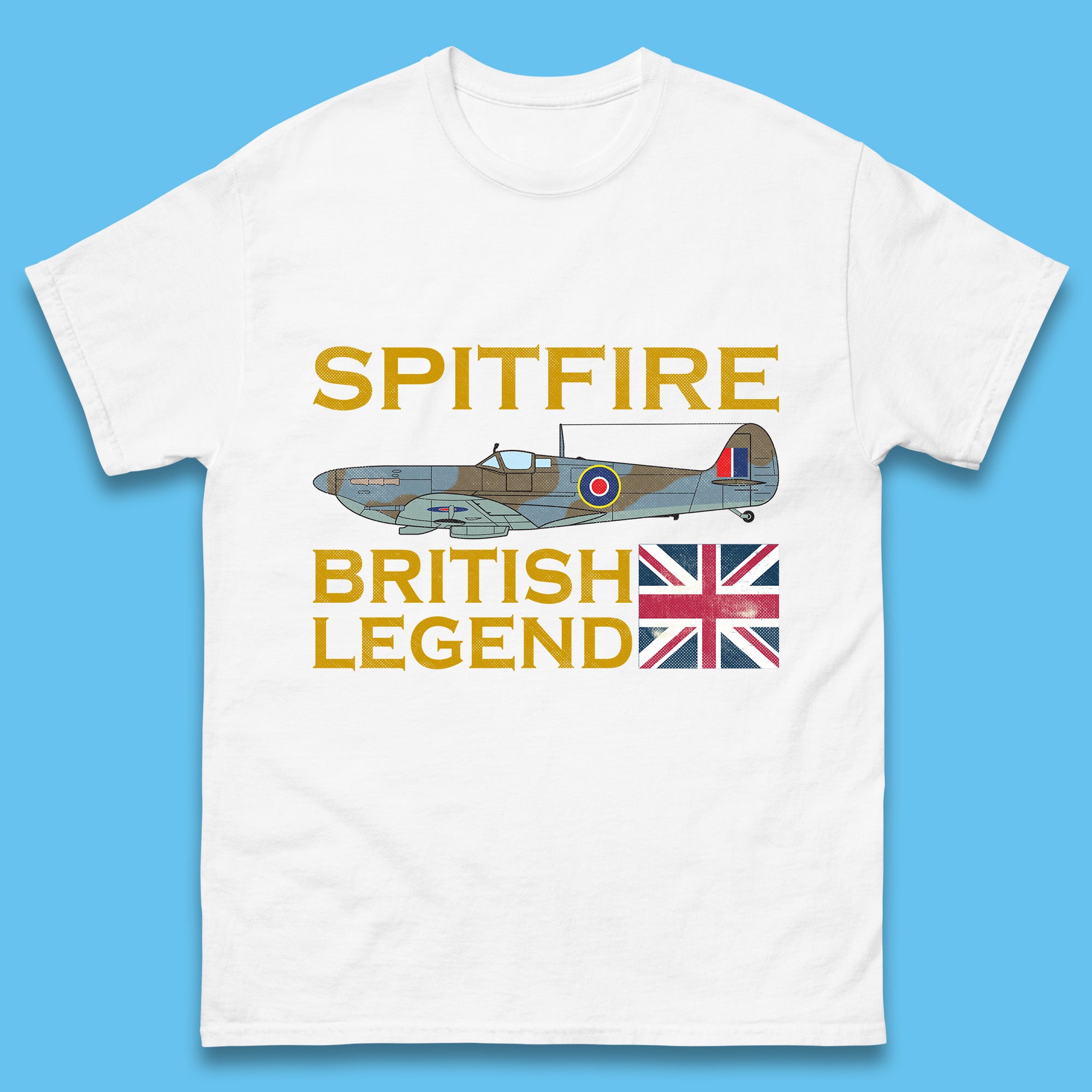Supermarine Spitfire British Legend Fighter Aircraft Royal Air Force Spitfire WW2 Remembrance Day Mens Tee Top