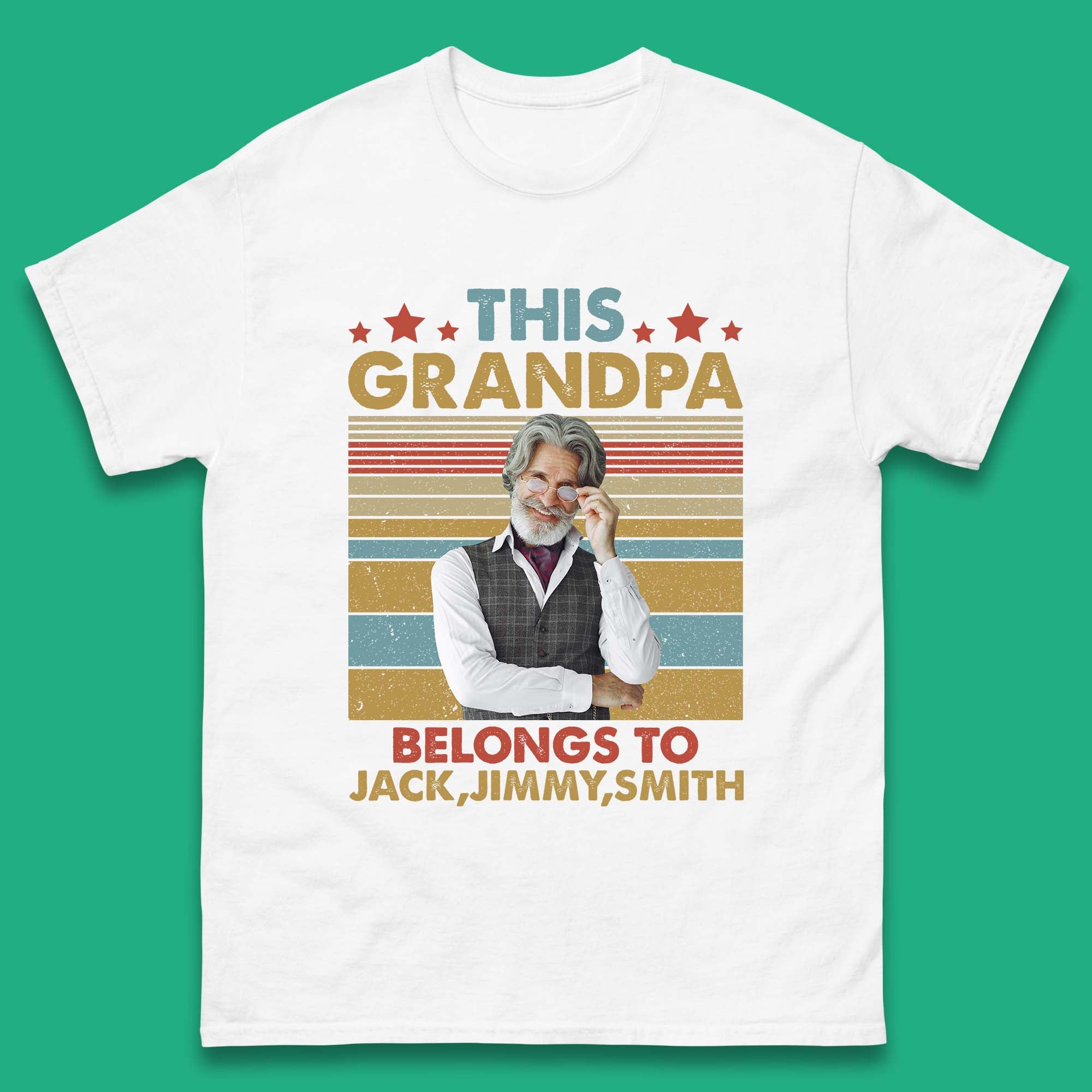 Personalised This Grandpa Belongs To Mens T-Shirt