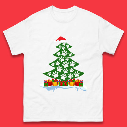 christmas tree with paw prints of dogs t shirt