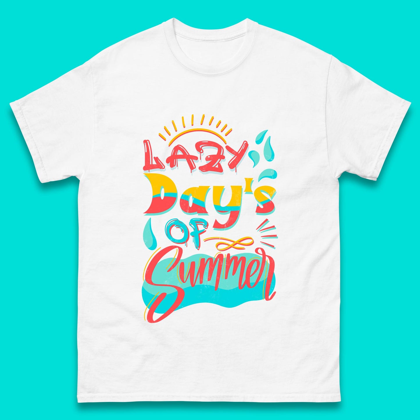 Lazy Days Of Summer Vintage Retro Sunset Surfer Beach Holiday Trip Mens Tee Top