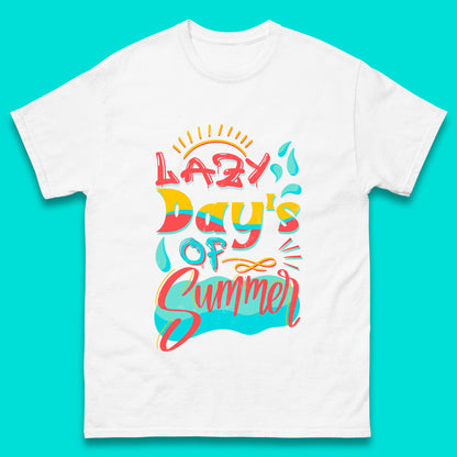 Lazy Days Of Summer Vintage Retro Sunset Surfer Beach Holiday Trip Mens Tee Top