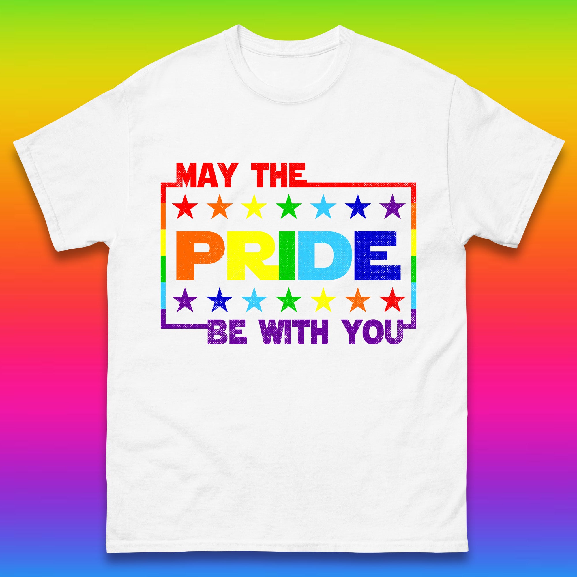 May The Pride Be With You LGBTQ Pride Month Rainbow Star Wars LGBT Pride Mens Tee Top