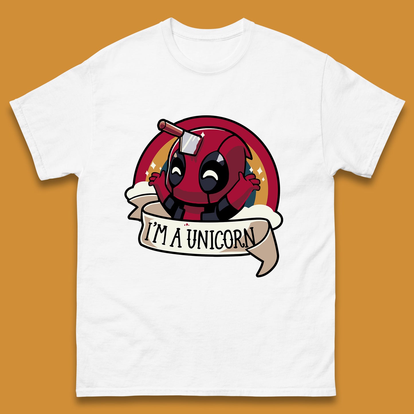 I'm A Unicorn Funny Deadpool Rainbow Colors Marvel Avengers Superhero Fictional Character Mens Tee Top