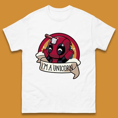 I'm A Unicorn Funny Deadpool Rainbow Colors Marvel Avengers Superhero Fictional Character Mens Tee Top