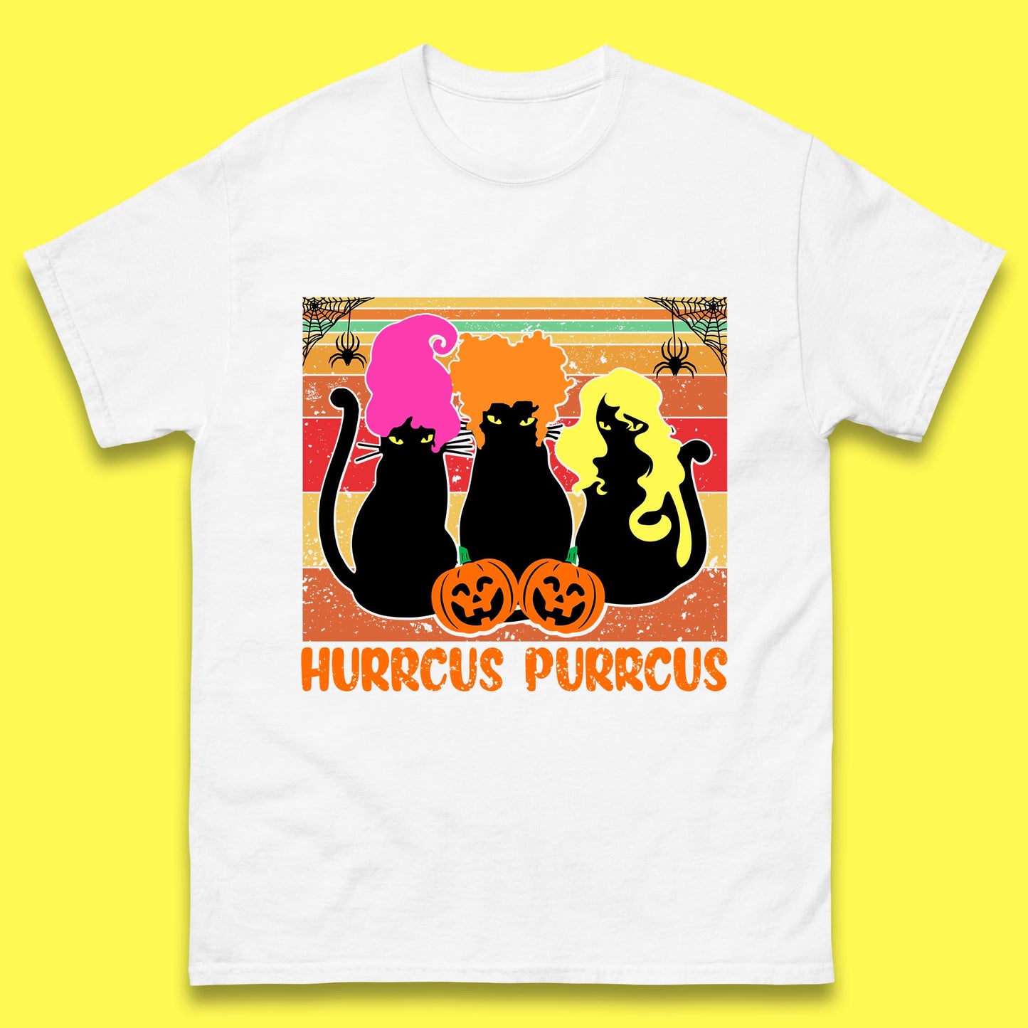 Vintage Halloween Witches Hurrcus Purrucs Scary Cat Horror Pumpkin Faces Hocus Pocus Halloween Costume Mens Tee Top