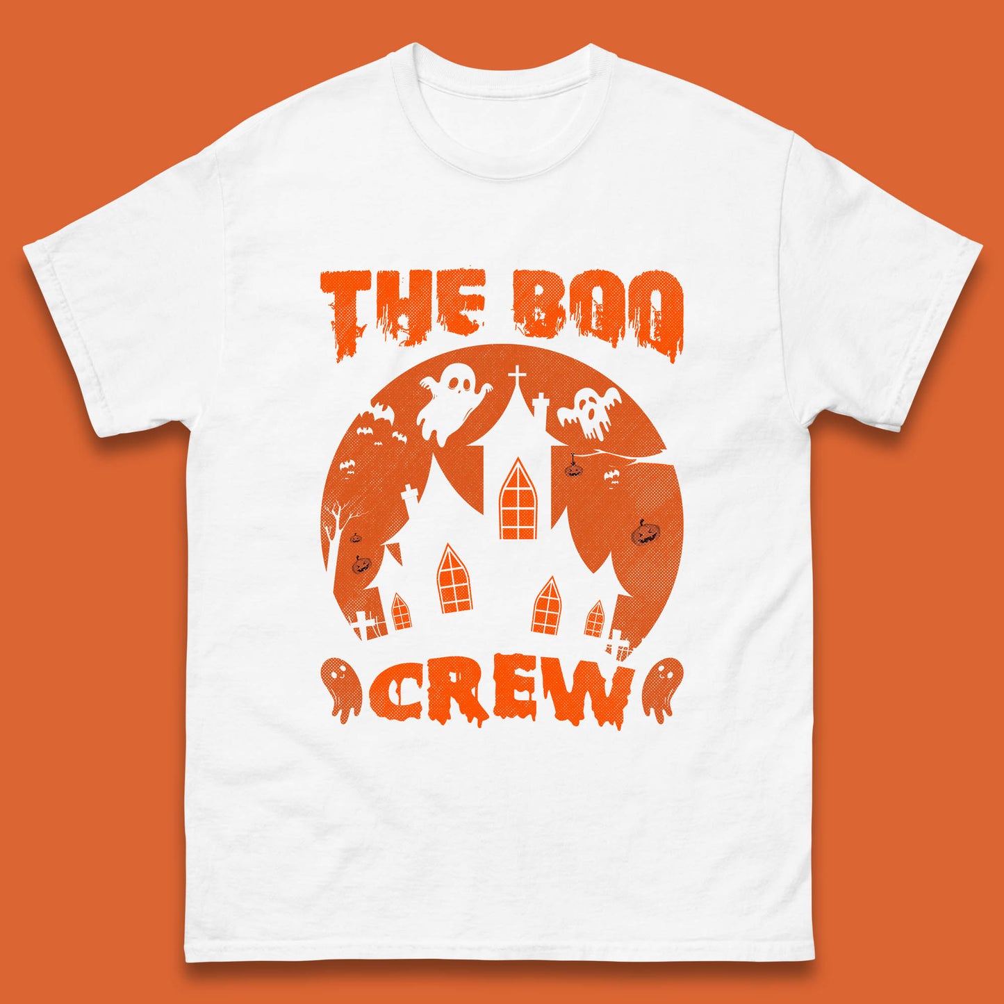 The Boo Crew Halloween Boo Squad Matching Costume Haunted House Horror Boo Ghost Mens Tee Top