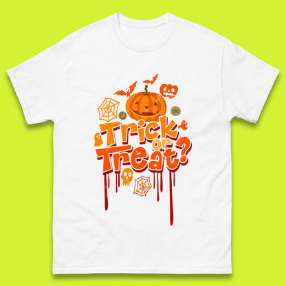 Trick Or Treat Halloween Pumpkin Blood Dripping Horror Scary Spooky Season Mens Tee Top