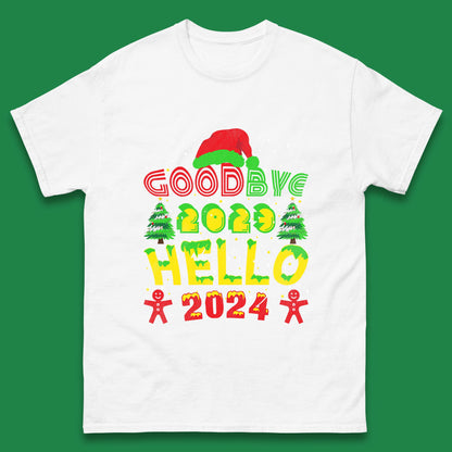 Good Bye 2023 Hello 2024 Merry Christmas Funny Happy New Year Xmas Mens Tee Top