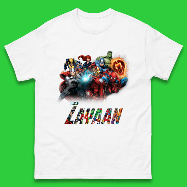 Personalised Marvel Avengers Super Heroes Movie Characters Spider Man, Black Widow, Hulk, Iron Man, Thor, Captain America Avengers Squad Mens Tee Top