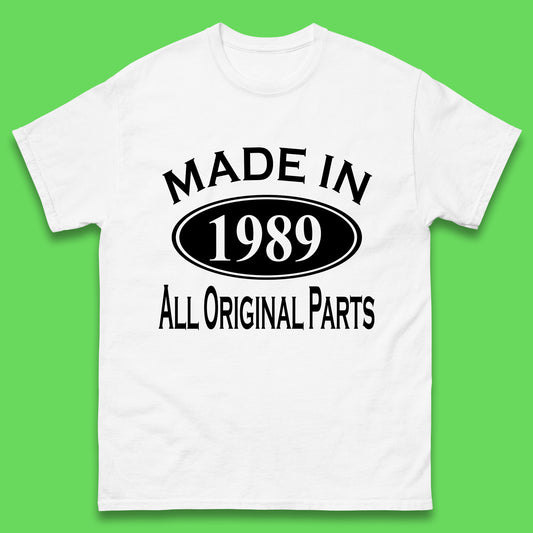 Made In 1989 All Original Parts Vintage Retro 34th Birthday Funny 34 Years Old Birthday Gift Mens Tee Top