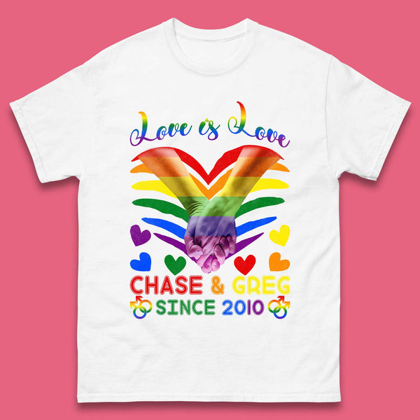 Personalised Lgbt Love Is Love Mens T-Shirt