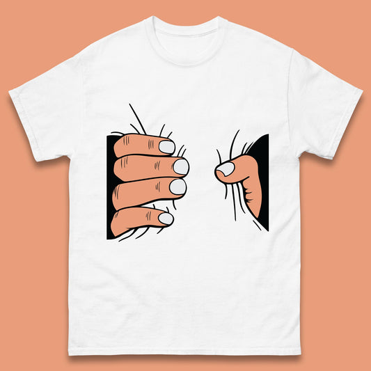 Crushing Handshake Big Hand Squeezing Funny Hand Grabbing Photographic Mens Tee Top