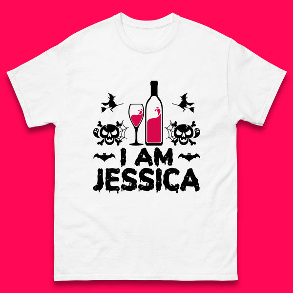 Personalised Halloween Your Name Funny Wine Drinking Scary Skull Drink Lover Mens Tee Top