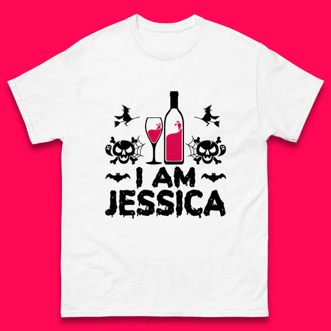 Personalised Halloween Your Name Funny Wine Drinking Scary Skull Drink Lover Mens Tee Top