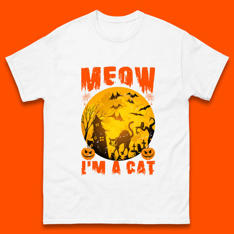 Meow I'm A Cat Halloween Black Cat Horror Scary Haunted House Mens Tee Top
