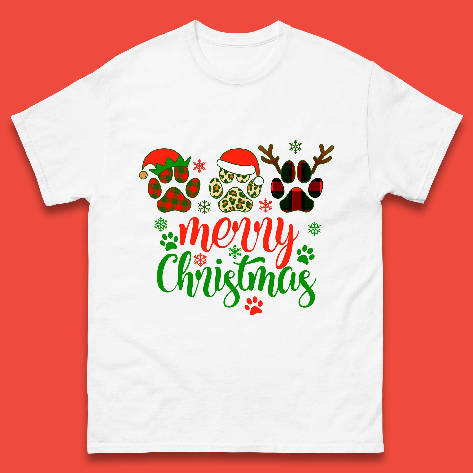 dog & cat paws christmas t shirt