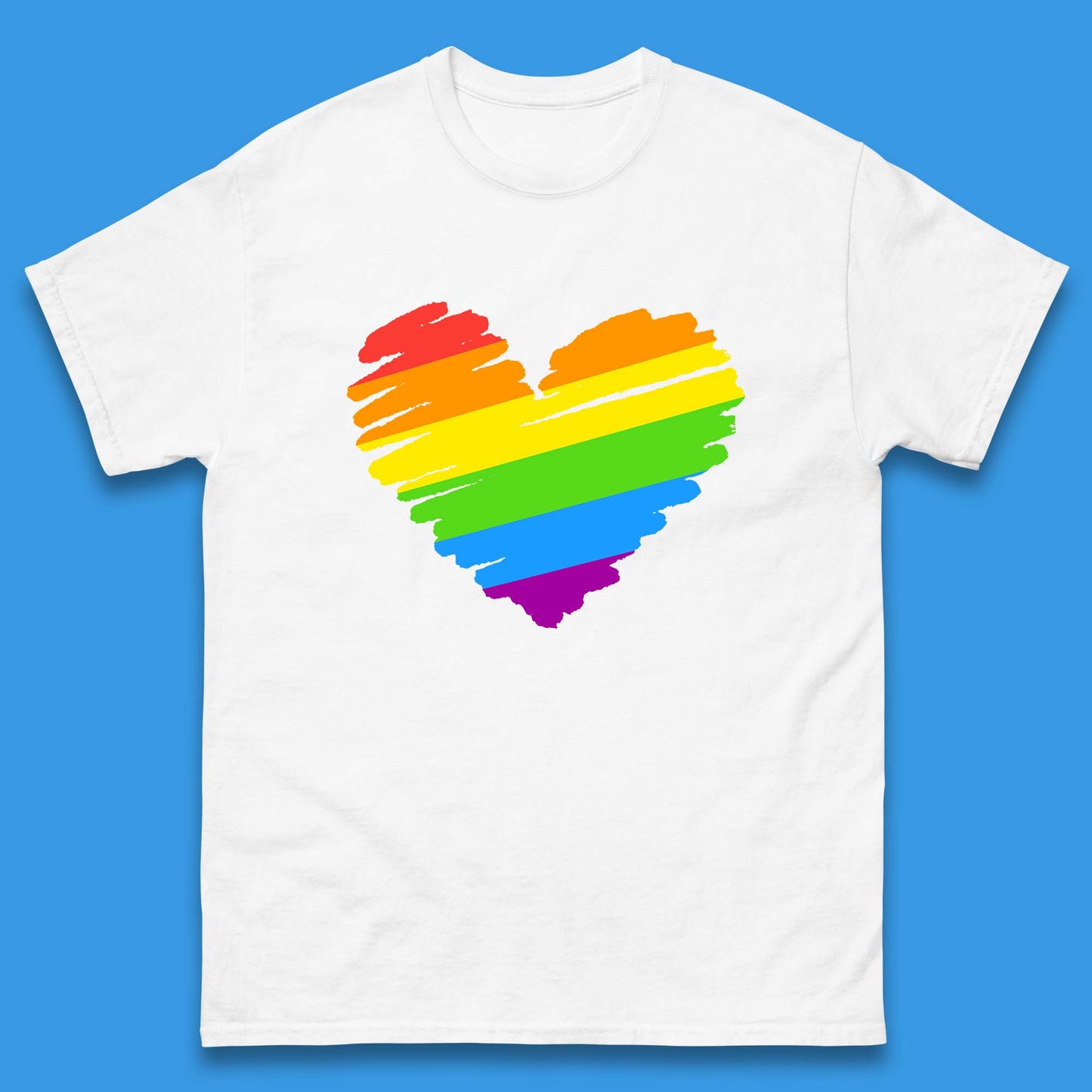 Rainbow Colour Heart Pride LGBTQ Rainbow Pride LGBT Gay Pride Month Mens Tee Top