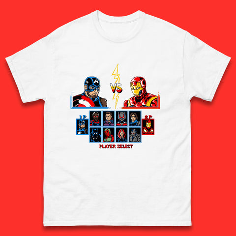 Captain America VS Iron Man Marvel Avengers Superheros Movie Character Panther Widow Thor Mens Tee Top