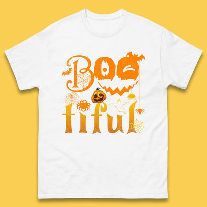 Bootiful Halloween Ghost Funny Boo Ghost Scary Spooky Season Mens Tee Top