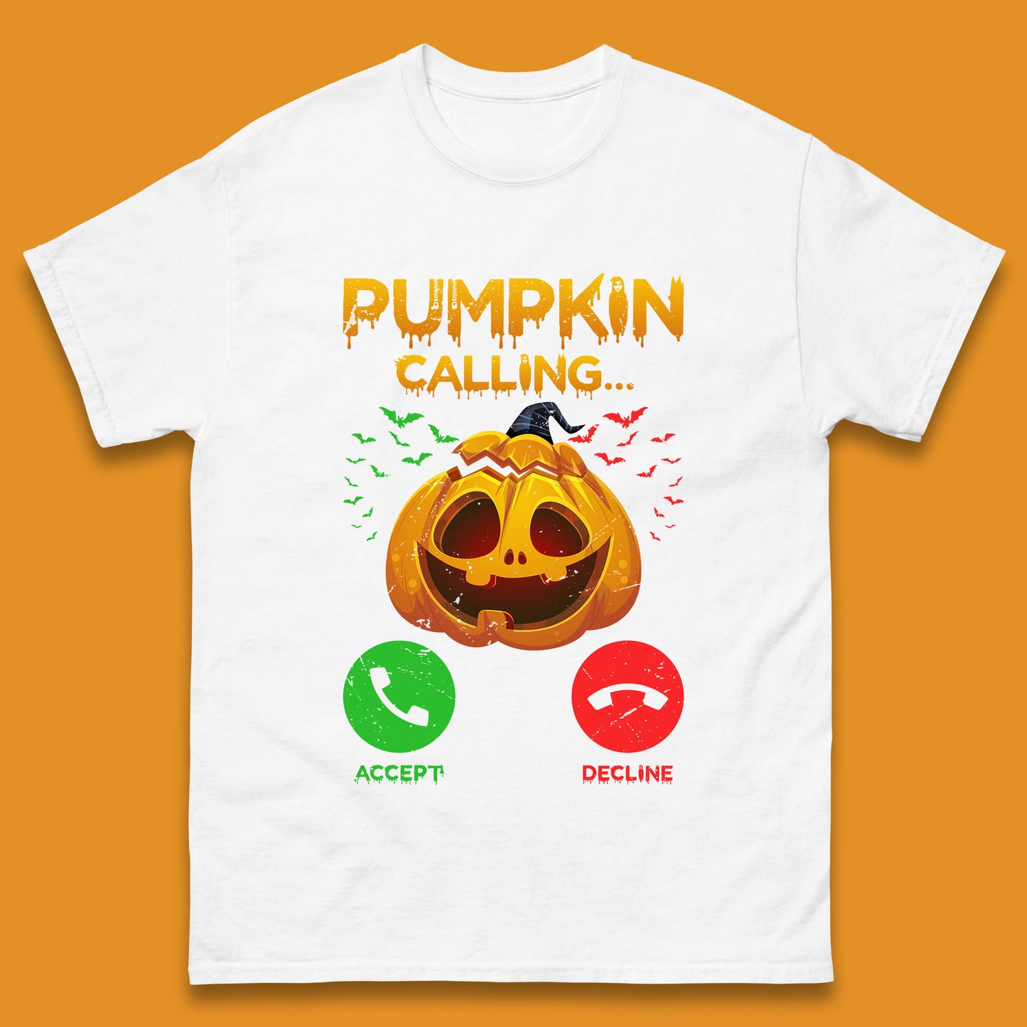 Halloween Pumpkin Calling Funny Phone Call Horror Scary Jack O Lantern Mens Tee Top