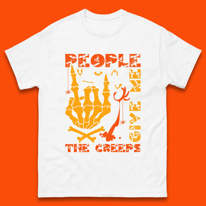 People Give Me The Creep Skeleton Hand Halloween Spooky Creepy Season Mens Tee Top