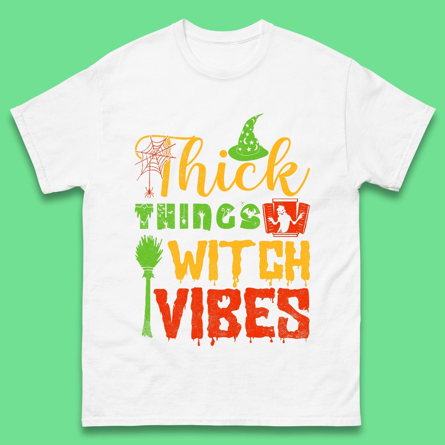 Thick Things Witch Vibes Halloween Magic Spooky Witches Witchcraft Mens Tee Top