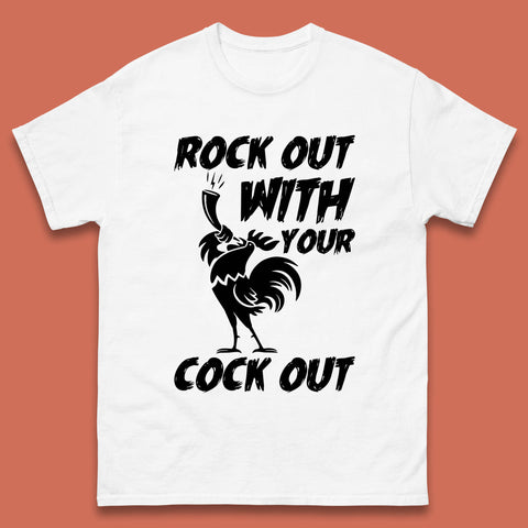 Rock Out With Your Cock Out Funny Offensive Cursed Offensive Meme Gag Joke Mens Tee Top