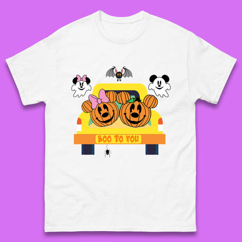Disney Halloween Mickey Minnie Mouse Pumpkin Ghost Boo To You Horror Scary Disney Trip Mens Tee Top