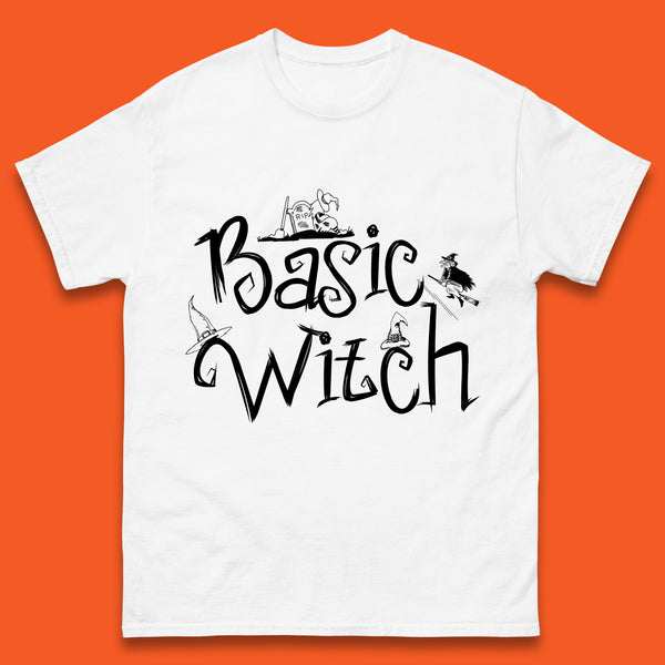 Basic Witch Funny Halloween Witch Horror Spooky Season Mens Tee Top