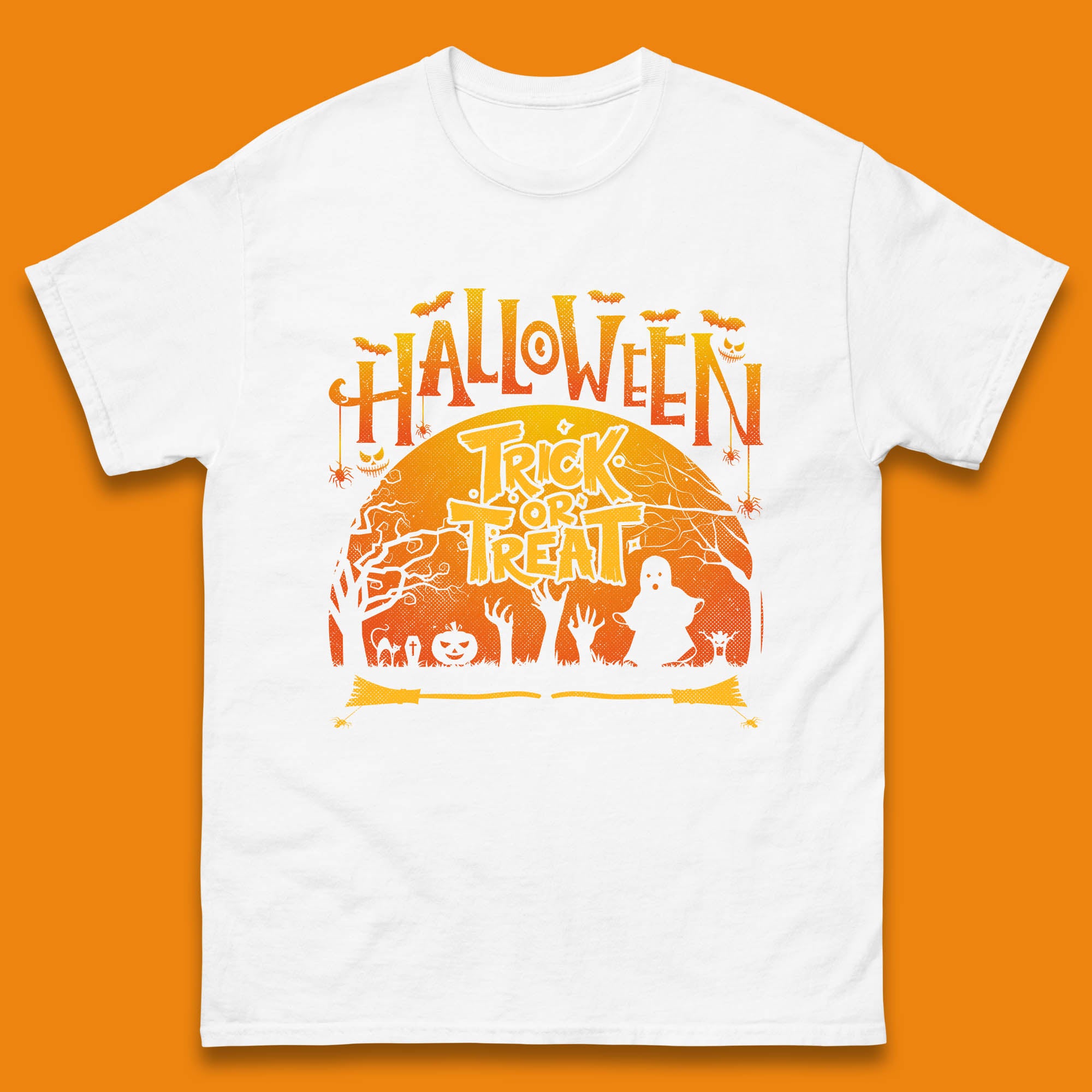 Halloween Trick Or Treat Horror Boo Ghost Creepy Zombie Hands Out Of Graveyard Mens Tee Top