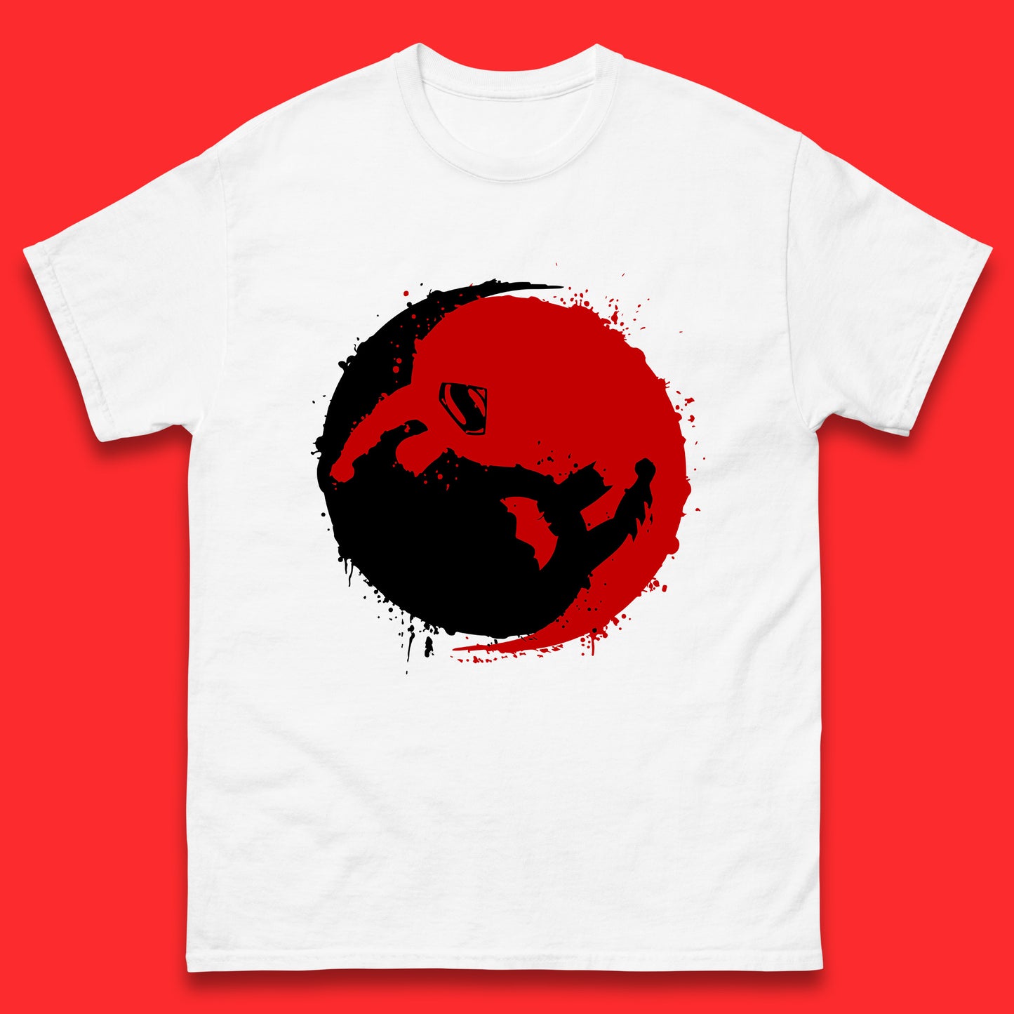 Dc Comics American Superheros Superman And Batman Fictional Movie Character Anime Yin Yang Spoof Mens Tee Top