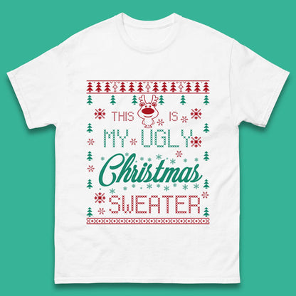 Ugly Christmas Sweater Reindeer Mens T-Shirt
