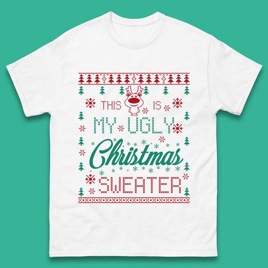 Ugly Christmas Sweater Reindeer Mens T-Shirt