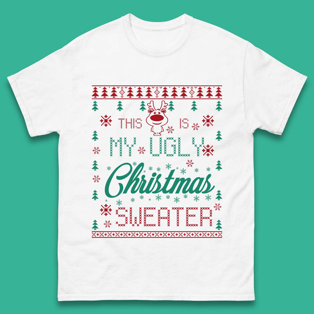 Ugly Christmas Sweater Reindeer Mens T-Shirt