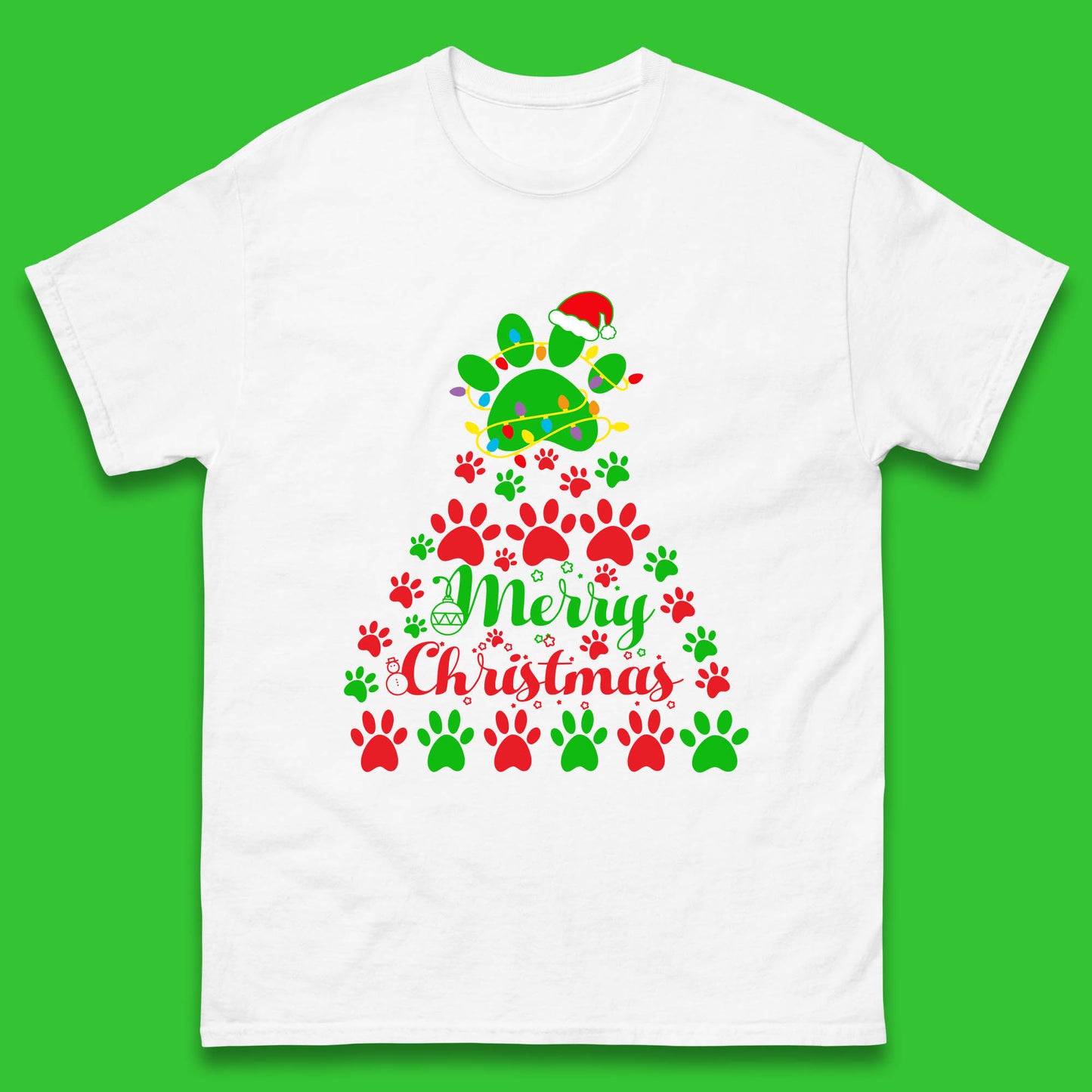 merry christmas paws tree t shirt