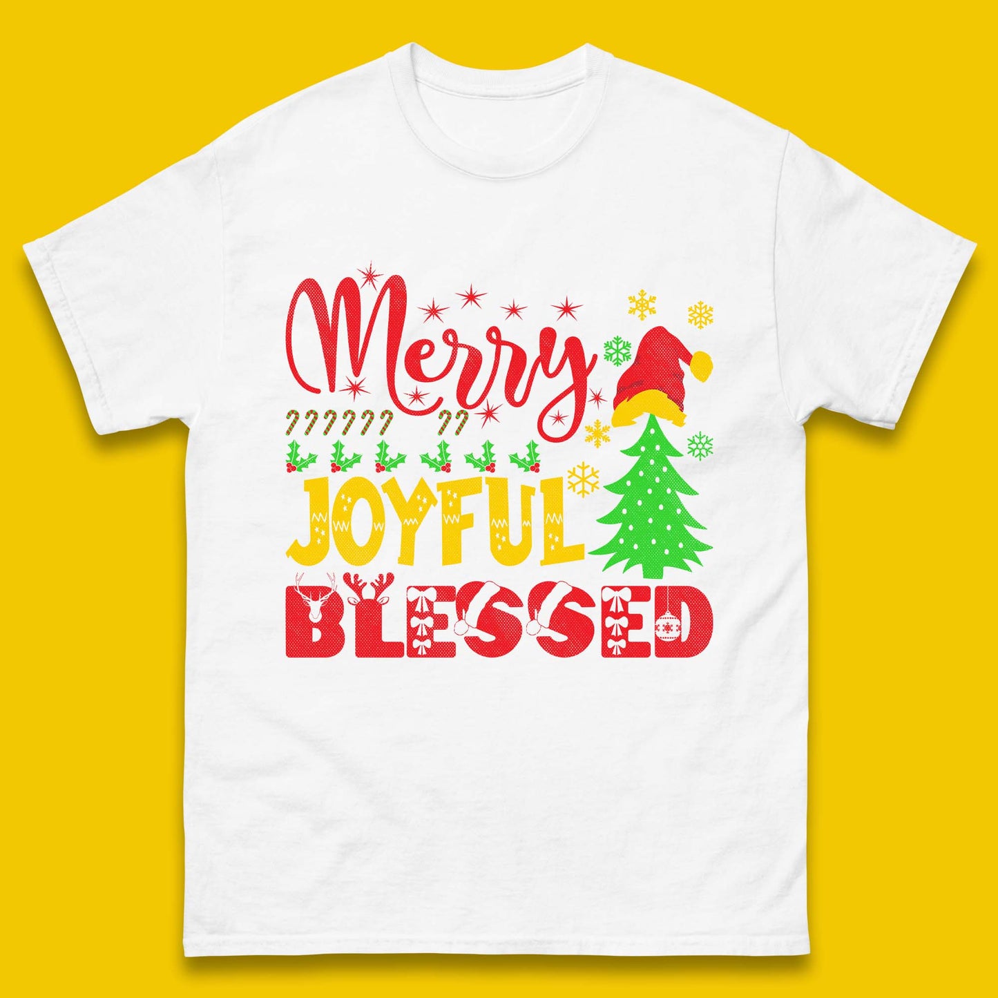 Merry Joyful Blessed Christmas Mens T-Shirt